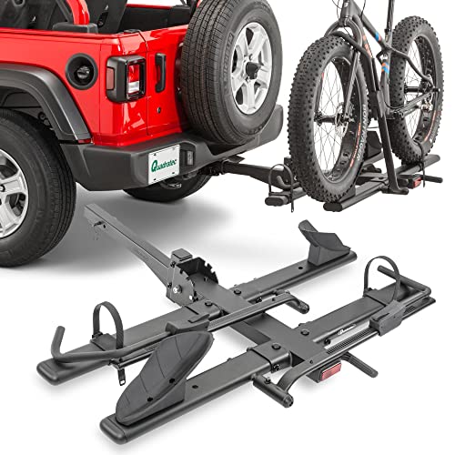 Quadratec Deluxe 2-Bike Hitch Mount Bike Rack for eBikes - Supports Heavy Electric Bikes & Fat Tires Up to 4