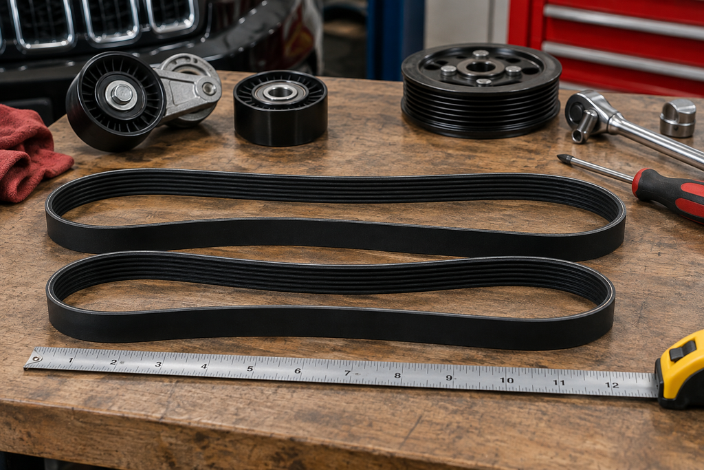 Comparison of two six rib Jeep Grand Cherokee serpentine belts
